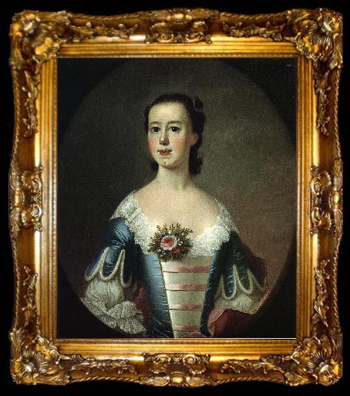 framed  Jeremiah Theus Mrs. Thomas Lynch (Elizabeth Allston Lynch), by Swiss-American painter Jeremiah Theus., ta009-2
